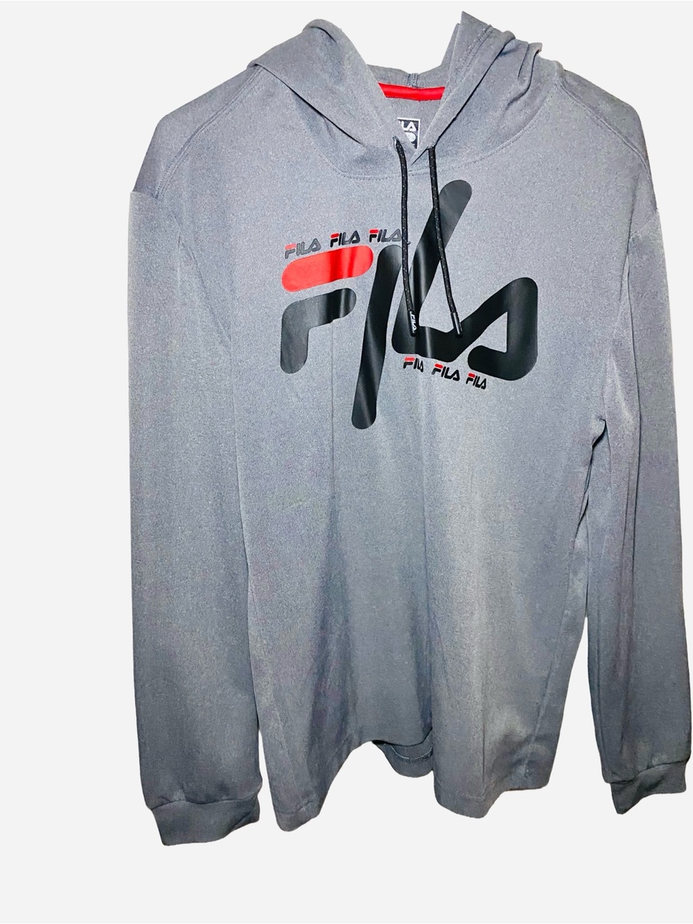 FILA Gray Logo Hoodie Men's Size Large L Athletic Sweatshirt